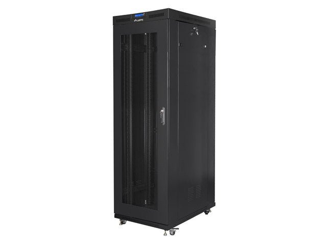 Lanberg rack cabinet 19" free-standing 27U/800x1000 (flat pack) with glass door lcd black v2