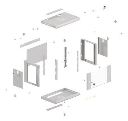 Lanberg rack cabinet 19" wall-mount 4U/540x350 (flat pack) with glass door grey
