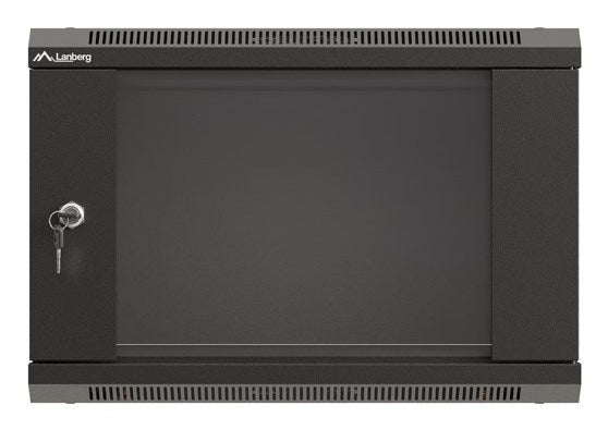 Lanberg rack cabinet 19" wall-mount 6U/540x350 (flat pack) with glass door black