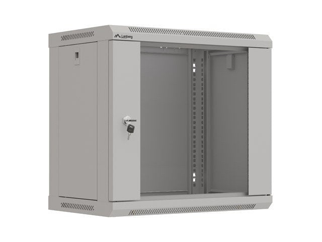 Lanberg rack cabinet 19" wall-mount 9U/540x350 (flat pack) with glass door grey
