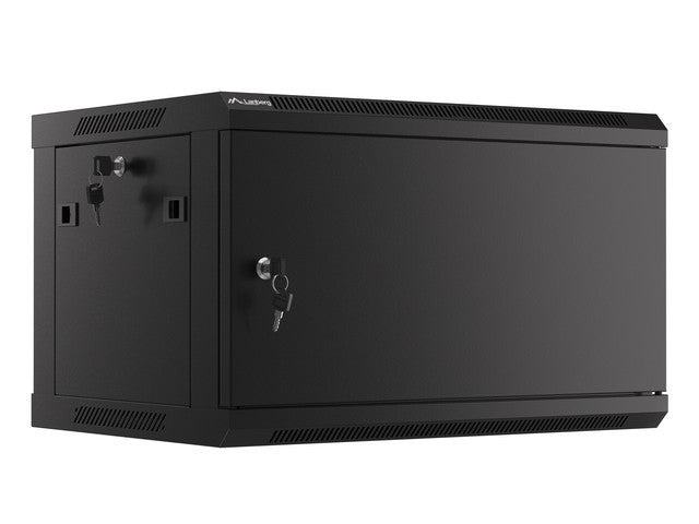 Lanberg rack cabinet 19" wall-mount 6U/600x450 for self-assembly with metal door black (flat pack)