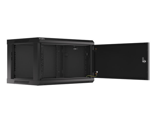 Lanberg rack cabinet 19" wall-mount 6U/600x450 for self-assembly with metal door black (flat pack)
