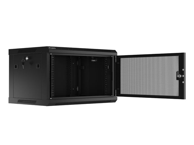 Lanberg rack cabinet 19" wall-mount 6U/600x450 with perforated door black (flat pack)