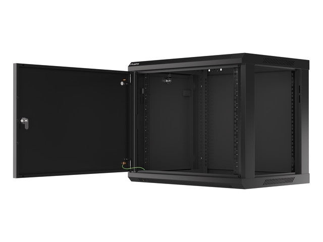 Lanberg rack cabinet 19" wall-mount 9U/600x450 for self-assembly with metal door  black (flat pack)