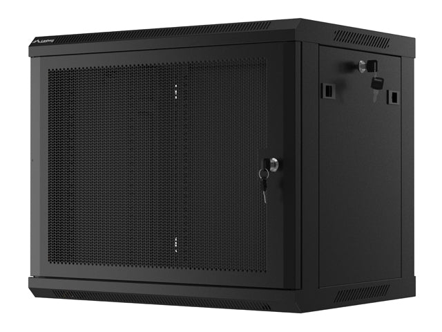 Lanberg rack cabinet 19" wall-mount 9U/600x450 with perforated door black (flat pack)