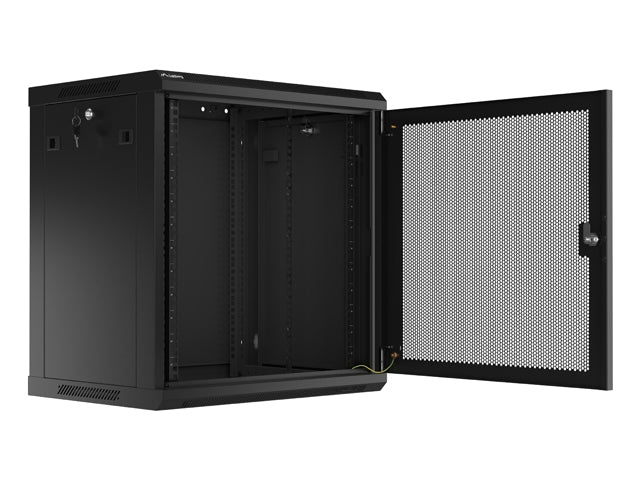 Lanberg rack cabinet 19" wall-mount 12U/600x450 with perforated door black (flat pack)