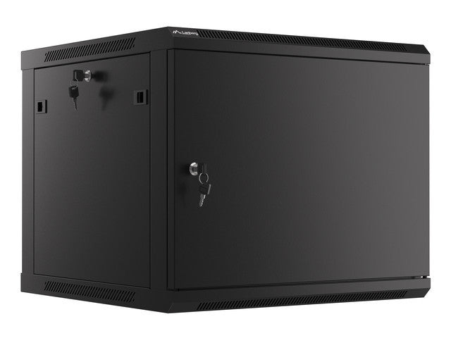 Lanberg rack cabinet 19" wall-mount 9U/600x600 for self-assembly with metal door black (flat pack)