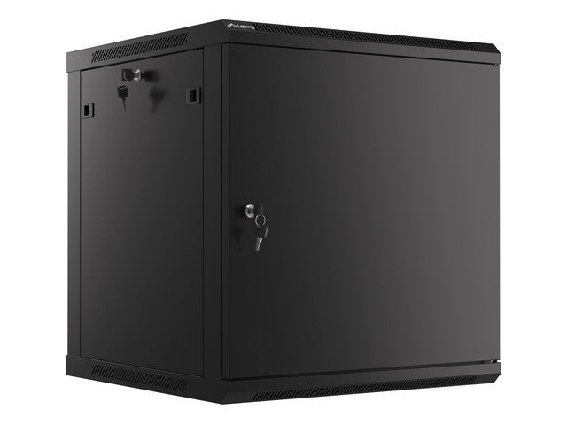 Lanberg rack cabinet 19" wall-mount 12U/600x600 for self-assembly with metal door black (flat pack)