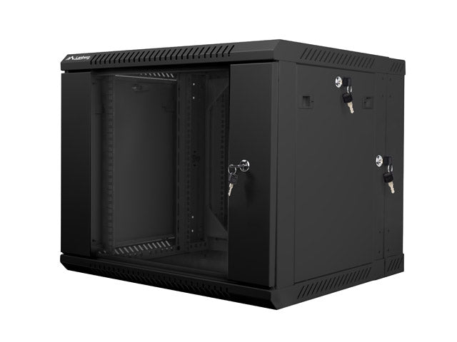 Lanberg rack cabinet 19" double-section wall-mount 9U / 600x600 for self-assembly (flat pack), black