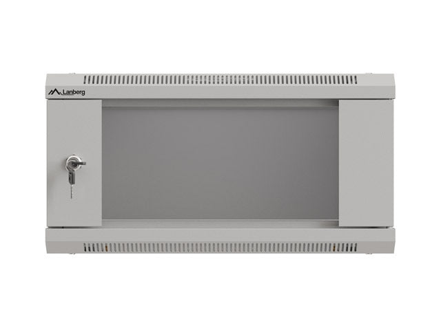 Lanberg rack cabinet 19" wall-mount 4U/540x350 (flat pack) with glass door grey
