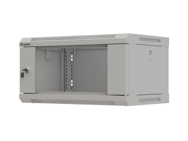 Lanberg rack cabinet 19" wall-mount 4U/540x350 (flat pack) with glass door grey