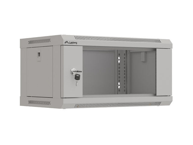 Lanberg rack cabinet 19" wall-mount 4U/540x350 (flat pack) with glass door grey