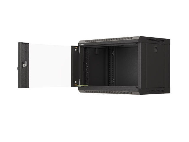 Lanberg rack cabinet 19" wall-mount 6U/540x350 (flat pack) with glass door black