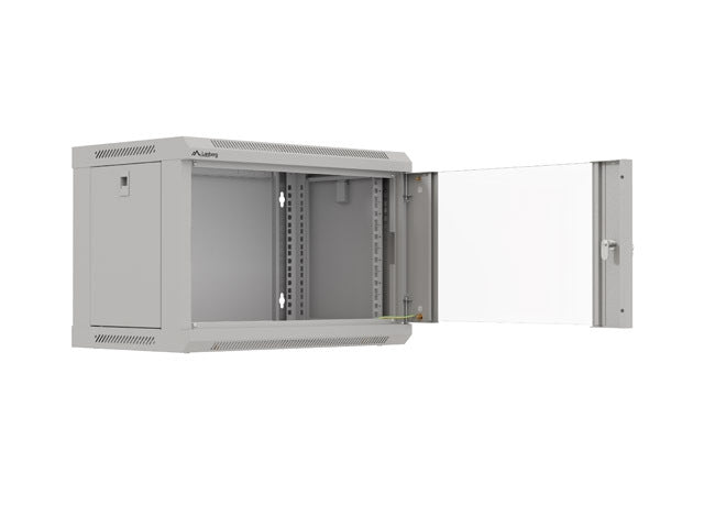 Lanberg rack cabinet 19" wall-mount 6U/540x350 (flat pack) with glass door grey