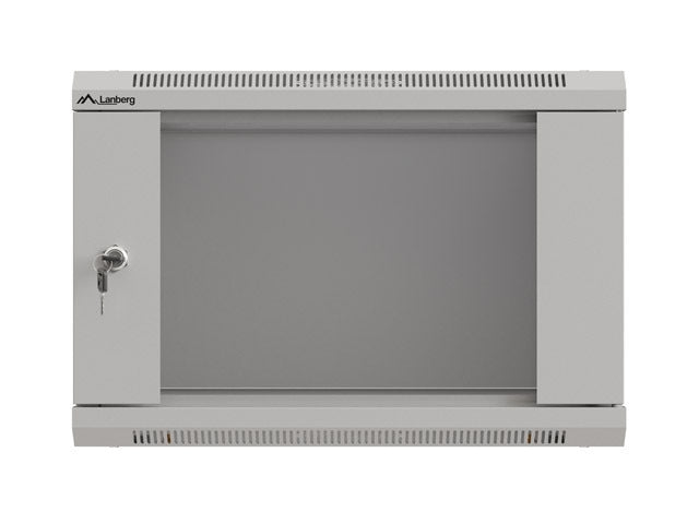 Lanberg rack cabinet 19" wall-mount 6U/540x350 (flat pack) with glass door grey