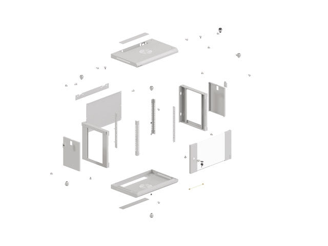 Lanberg rack cabinet 19" wall-mount 6U/540x350 (flat pack) with glass door grey