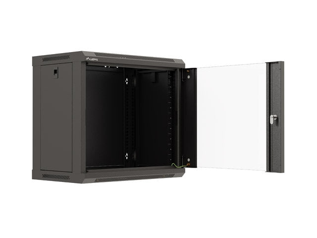 Lanberg rack cabinet 19" wall-mount 9U/540x350 (flat pack) with glass door black