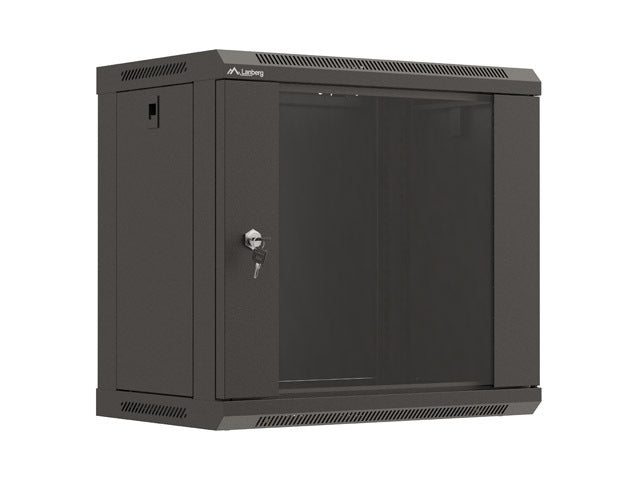 Lanberg rack cabinet 19" wall-mount 9U/540x350 (flat pack) with glass door black