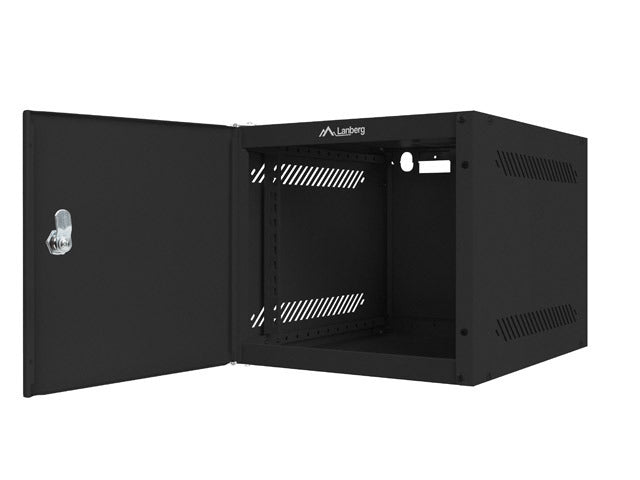 Lanberg rack cabinet 10" wall-mount 6U / 280x310 for self-assembly with metal door (flat pack), black