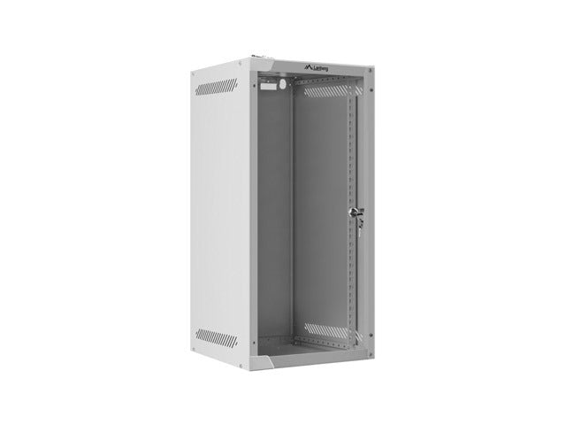 Lanberg rack cabinet 10" wall-mount 12U/280x310 for self-assembly with glass door grey (flat pack)