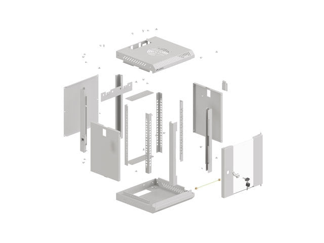 Lanberg rack cabinet 10" wall-mount 6U/300x300 (flat pack) with glass door grey