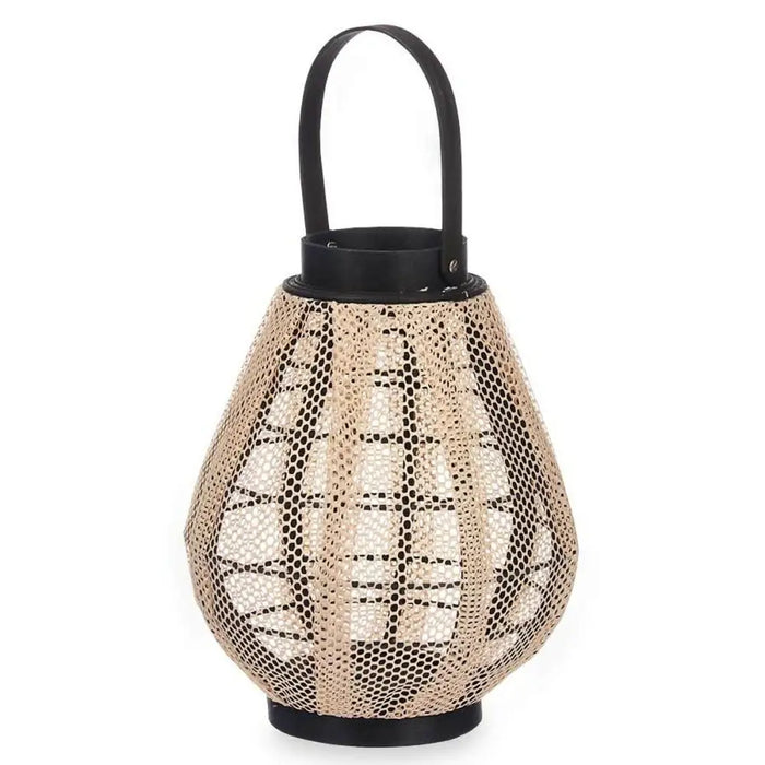 Lantern Gift Decor Black Beige Wood Cloth Glass Lantern 25 x 30 x 25 cm With handle (2 Units) - Декорация и