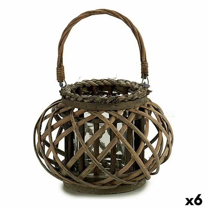 Lantern Gift Decor Brown wicker Glass 30 x 18,5 x 23 cm (6 Units) - Декорация и Осветление<<<Дом