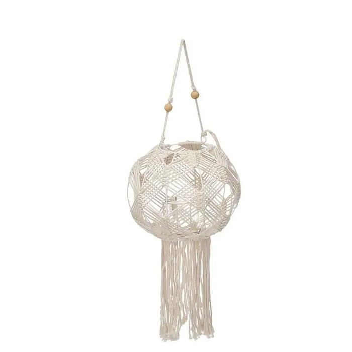Lantern Gift Decor White Cotton Crystal Macrame 23 x 24 x 23 cm (4 Units) - Декорация и Осветление<<<Дом