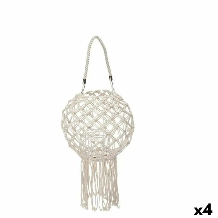 Lantern Gift Decor White Cotton Crystal Macrame 26 x 66 x 26 cm (4 Units) - Декорация и Осветление<<<Дом