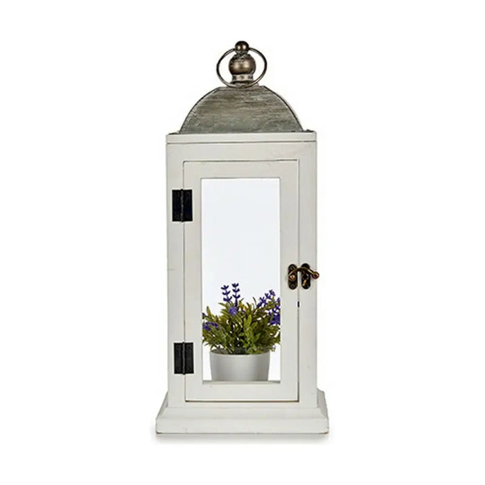 Lantern Gift Decor White Silver Wood Metal 18 x 43 x 18 cm (6 Units) - Декорация и Осветление<<<Дом
