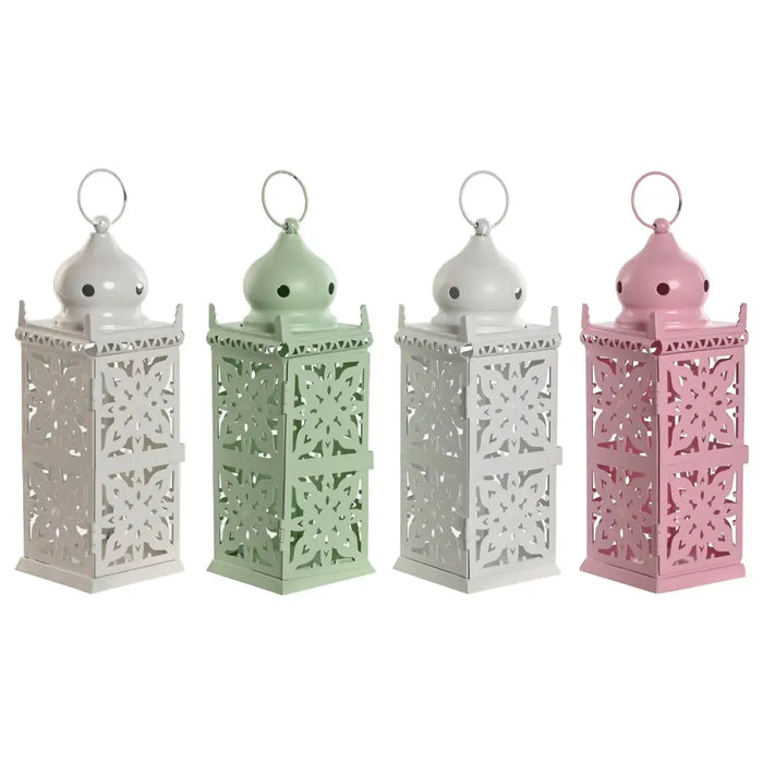 Lantern Home ESPRIT White Green Pink Iron Oriental 10 x 10 x 30 cm (4 Units) - Декорация и Осветление<<<Дом