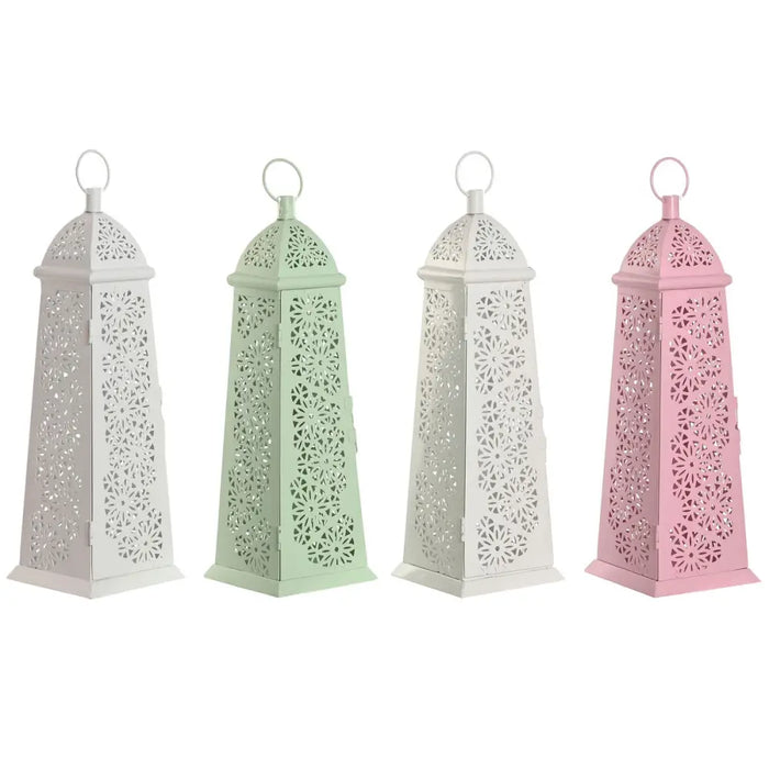Lantern Home ESPRIT White Green Pink Metal Aluminium Shabby Chic 13 x 13 x 43 cm (4 Units) - Декорация и