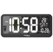 Large Digital Clock Wall Mount Free Standing with Temperature Sensor 37x17cm LCD Display Power Adapter & Battery