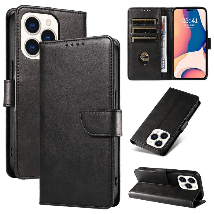 Leather Book Case for iPhone 16 Pro - black - Cell phone cases and covers<<<HurtelXML