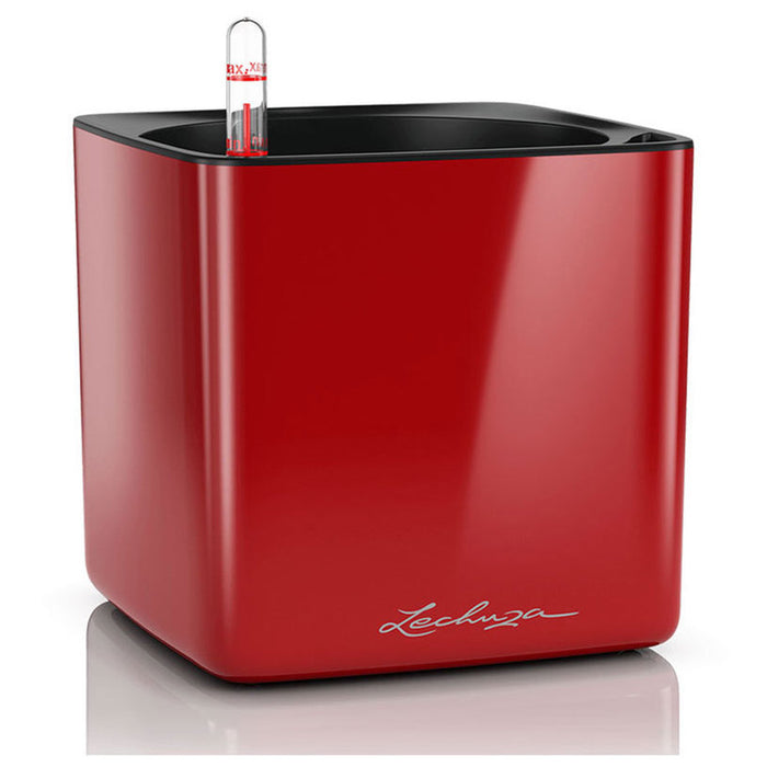 POT 14X14CM WITH IRRIGATION SYSTEM LECHUZA CUBE GLOSSY