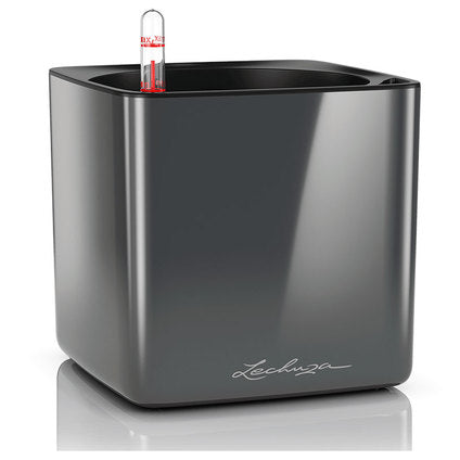 POT 14X14CM WITH IRRIGATION SYSTEM LECHUZA CUBE GLOSSY