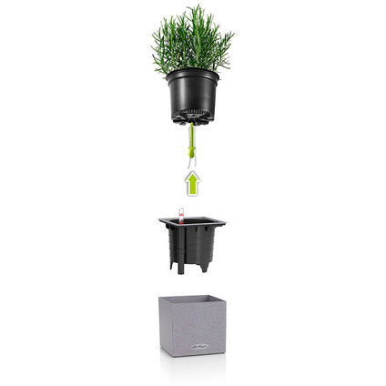 POT 14X14CM WITH IRRIGATION SYSTEM LECHUZA CANTO STONE