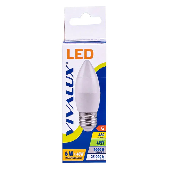 LED BULB E27 6W 480LM 4000K CANDLE VIVALUX - Led крушки<<<Електрически крушки<<<Осветление<<<Praktiker&&&LED