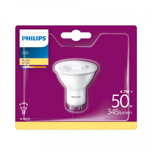 LED BULB PHILIPS GU10 4.7W 345LM 2700K - Led крушки<<<Електрически крушки<<<Осветление<<<Praktiker&&&LED