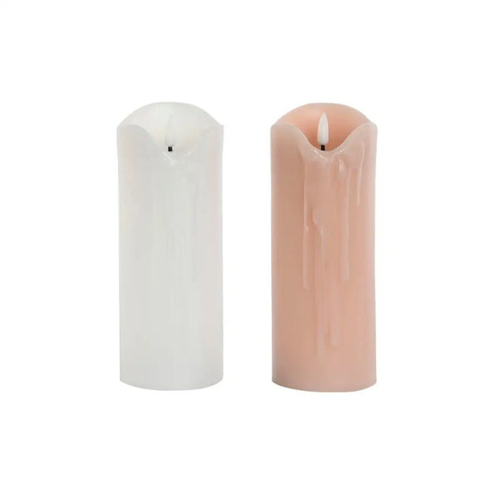 LED Candle DKD Home Decor White Light Pink 7.5 x 7.5 x 20 cm 7,5 x 7,5 x 20 cm (AA) (2 Units) - LED