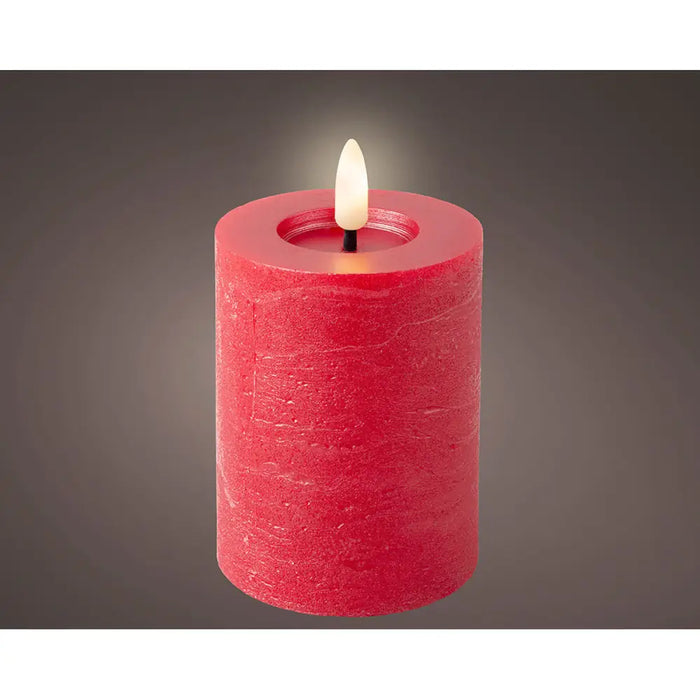 LED Candle Lumineo Red Ø 7 x 11,2 cm Rustic (AAA) - Декорация и Осветление<<<Дом Градина<<<BigBuy&&&LED