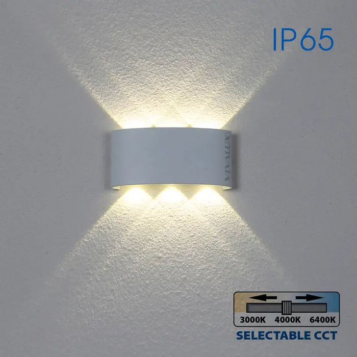 LED FACADE FIXTURE 6W 3000-6400K IP65 WHITE VIVALUX ARUBA - Фасадни тела<<<Външно
