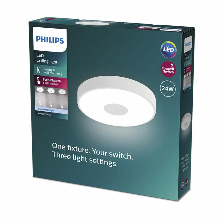 LED Flush-fitting ceiling light Philips coiner 24 W Ø 38,9 x 8 cm White Metal (4000 K) - Декорация и Осветление<<<Дом