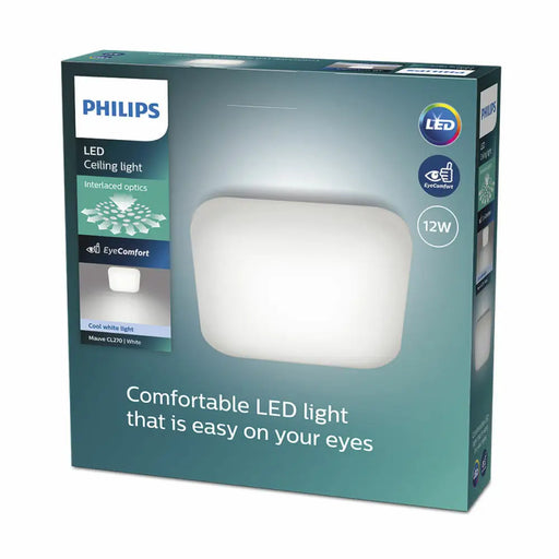 LED Flush-fitting ceiling light Philips mauve 12 W 26 x 26 x 6,5 cm White Metal (4000 K) - Декорация и Осветление<<<Дом