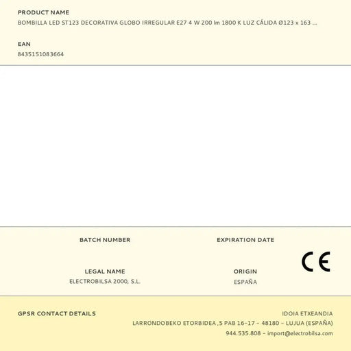 LED lamp Fbright st123 Amber 4 W E27 200 Lm Decorative (1800 K) - Декорация и Осветление<<<Дом Градина<<<BigBuy&&&LED