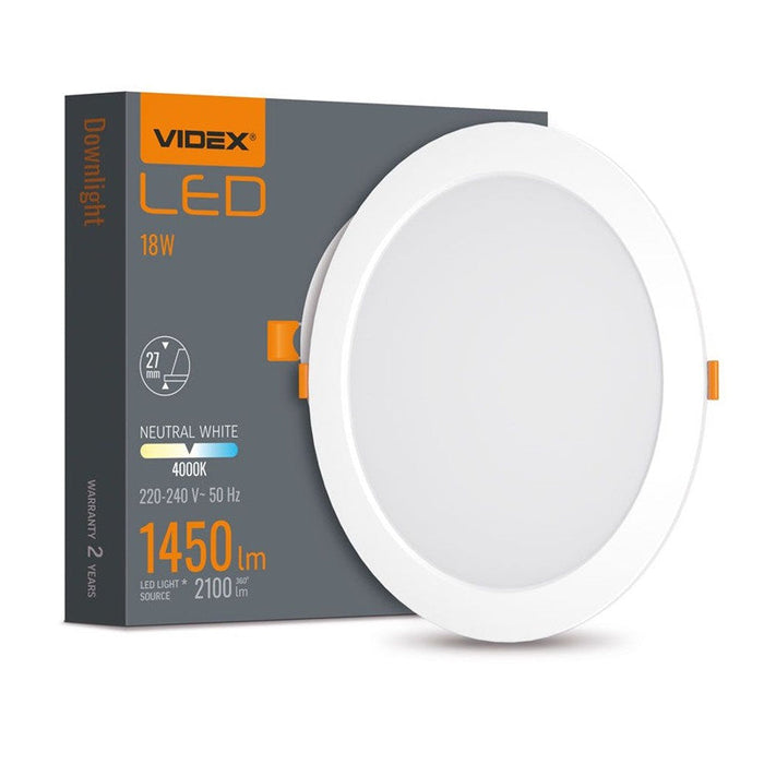 LED LAMP VLE-DLBR-184 DOWNLIGHT RD 18W/4K/WH VIDEX - Диодни тела за бита<<<Източници на светлина<<<AmperelB2B