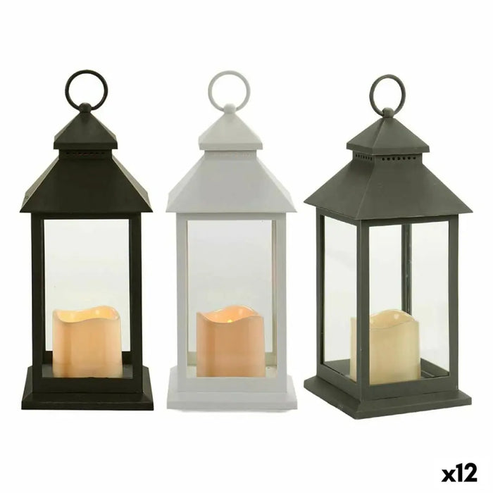 LED Lantern Gift Decor White Black Crystal Plastic 13,5 x 34,5 x 13,5 cm (12 Units) - Декорация и Осветление<<<Дом