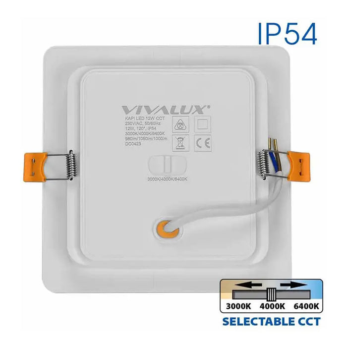 LED MOON 12W 3000K-4000K-6400K IP54 SQUARE FOR BUILT-IN VIVALUX KAPI - Луни<<<Вътрешно