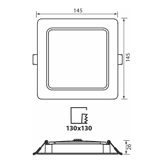 LED MOON 12W 3000K-4000K-6400K IP54 SQUARE FOR BUILT-IN VIVALUX KAPI - Луни<<<Вътрешно