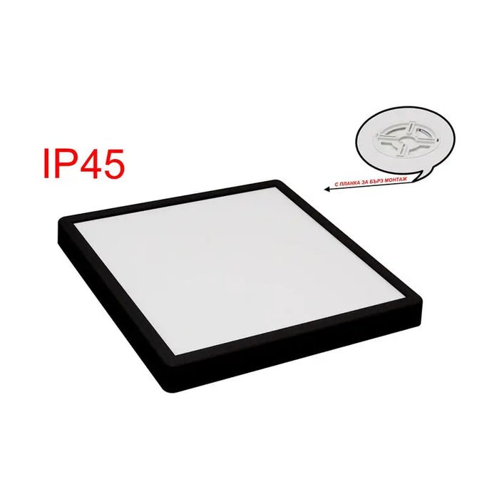 LED PANEL SQUARE 24W 3000-6500K IP45 WITH KEY BLACK D-IL - Led панели<<<Вътрешно